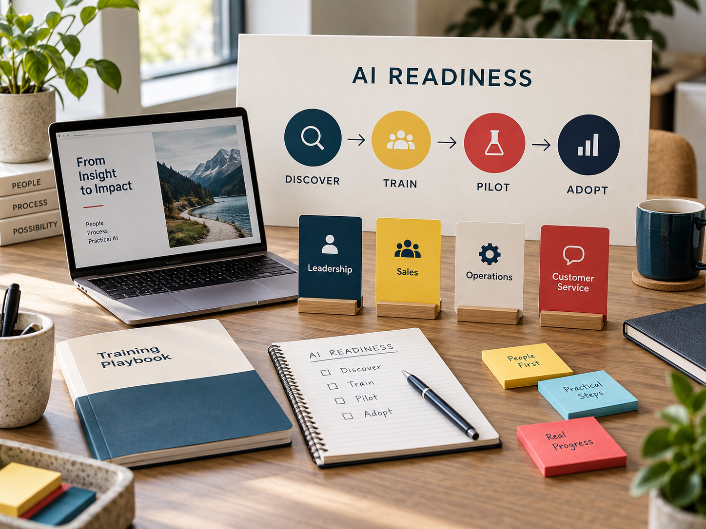 AI readiness workshop with a practical Discover, Train, Pilot, and Adopt roadmap